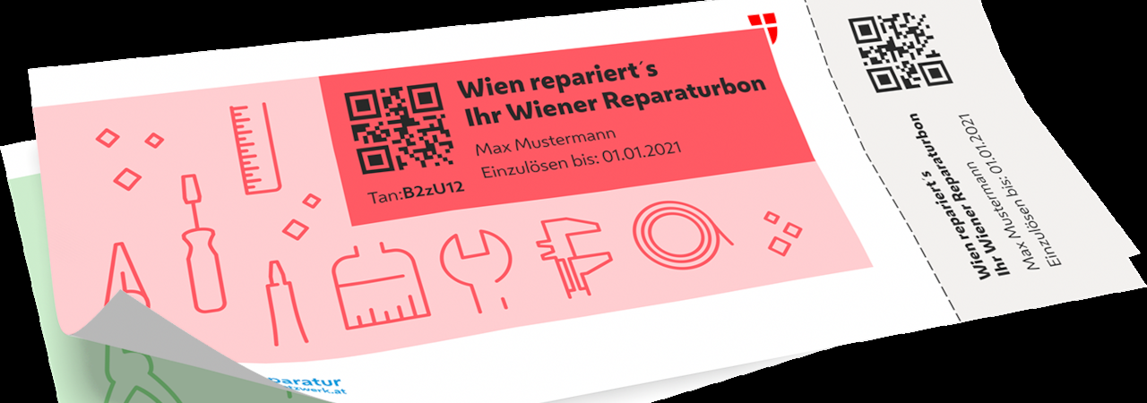 Reparaturbon in roter Farbe