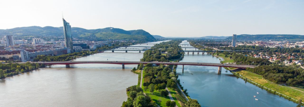 Donauinsel aus der Vogelperspektive