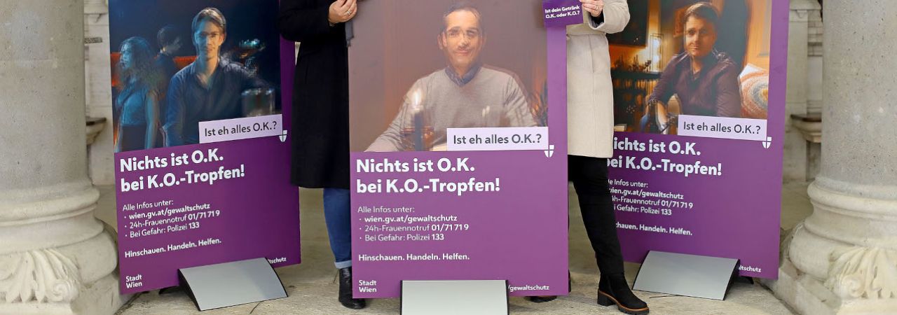 Drei Plakate mit Kampagnen-Sujets