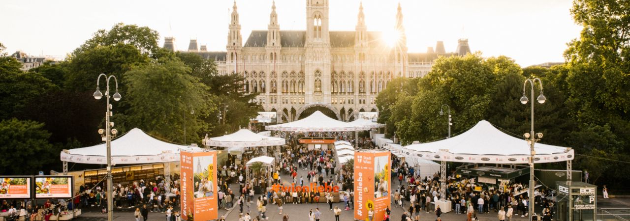 Besucher*innen beim Wienliebe Festival auf dem Rathausplatz