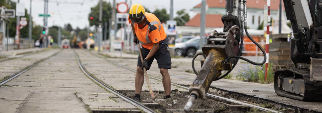 Gleisbauarbeiten auf der Simmeringer Hauptstraße