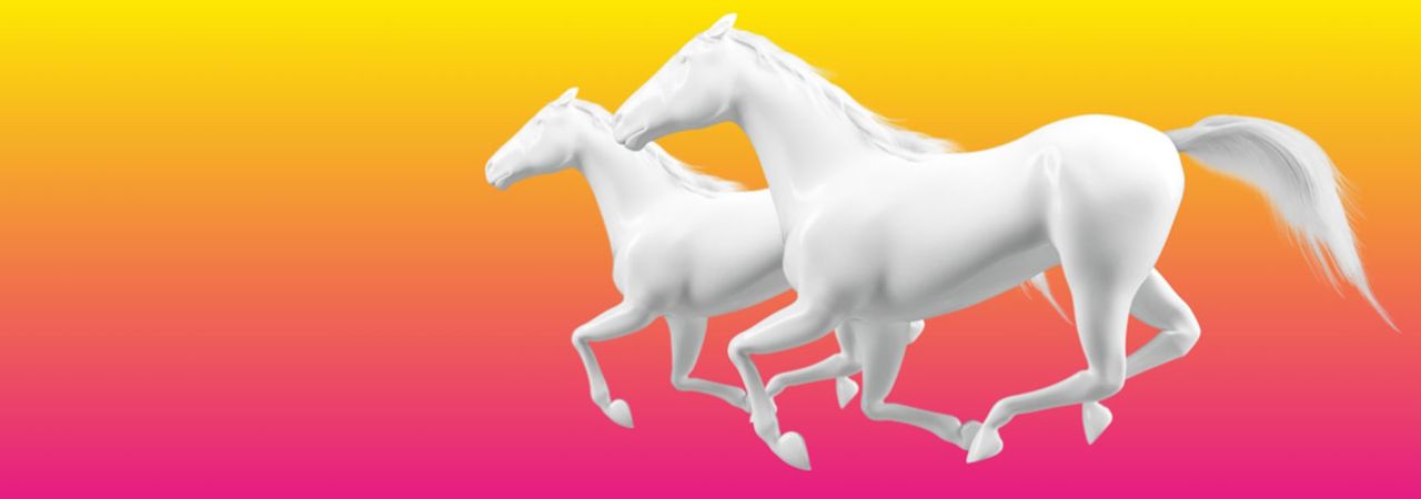 Running white horses