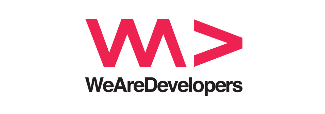 Grafik: Schriftzug We Are Developers auf weißem Hintergrund
