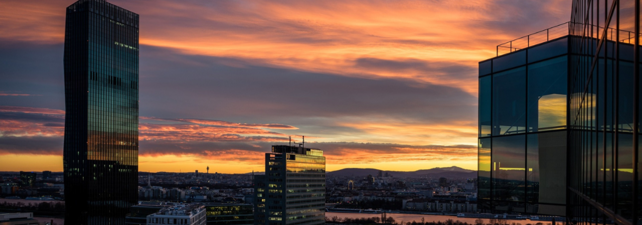 Panorama Vídně, západ slunce