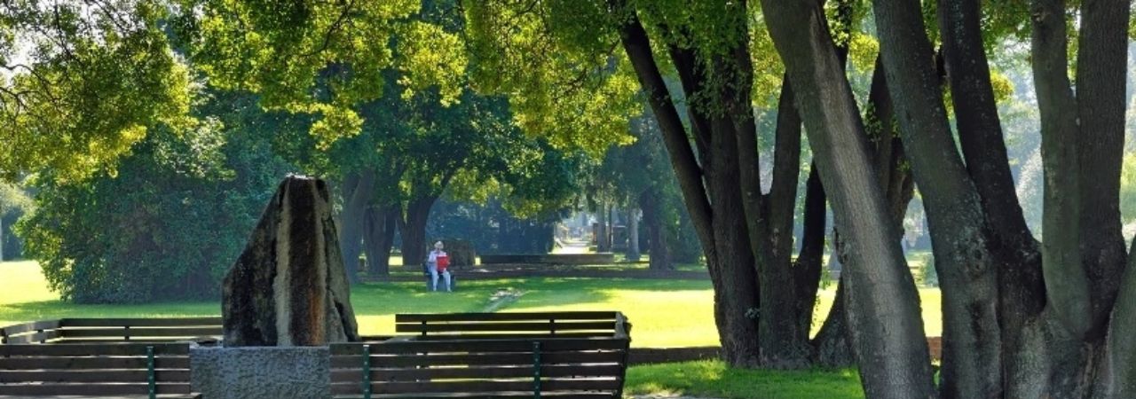 Пейки в парка на Централните гробища във Виена