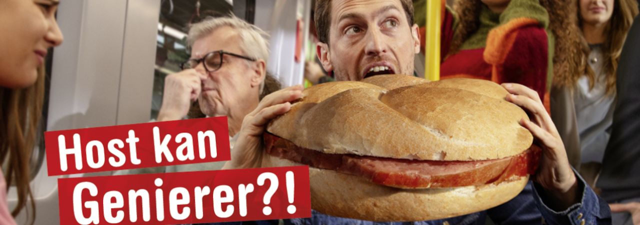 Kampagnen-Sujet mit überdimensionaler Leberkäs-Semmel
