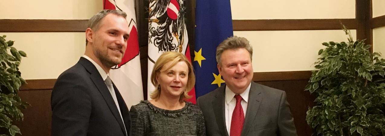 Von links: Prager Oberbürgermeister Zdeněk Hřib, Botschafterin der Tschechischen Republik Ivana Cervenkova und Wiener Bürgermeister Michael Ludwig