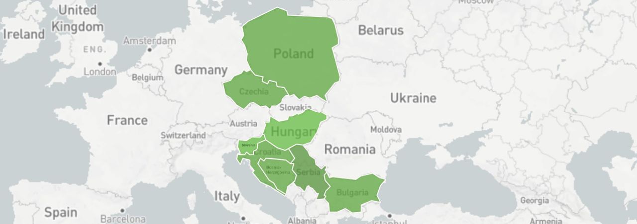 Landkarte: Länder, zu denen ANKÖ-Plattform Ausschreibungen  liefert